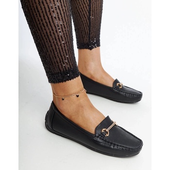 Gemre Black moccasins with a decorative buckle Adila černá