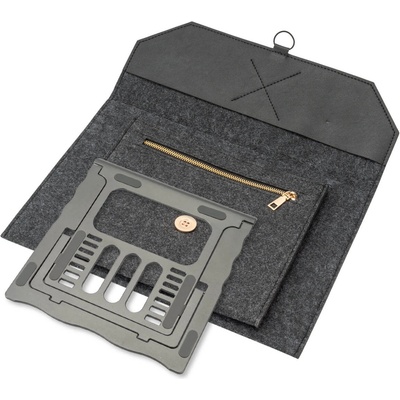4smart Комплект филцов (вълнен) калъф и сгъваема алуминиева поставка за лаптопи и таблети до 13 инча - 4smart FeltiBag Protective Sleeve and FoldStand ErgoFix (сив) (456584)
