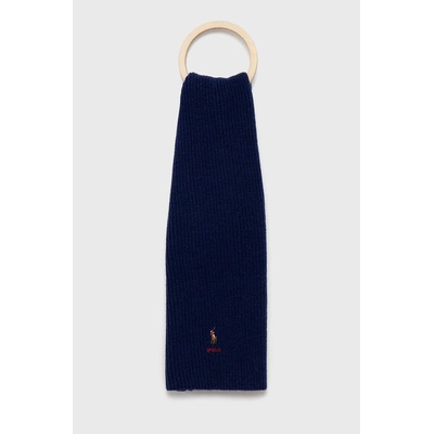 Ralph Lauren Тънък шал с вълна Polo Ralph Lauren в тъмносиньо с изчистен дизайн (455858412003)