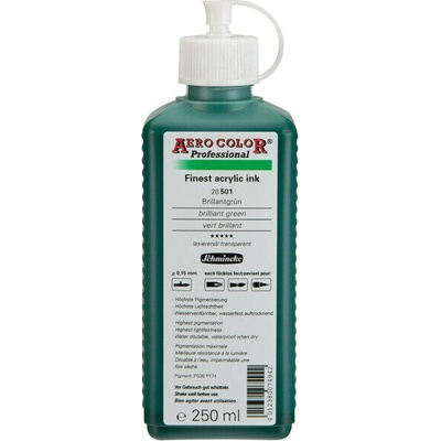 Schmincke Aero color professional akrylový atrament 250 ml 501 brilantná zelená