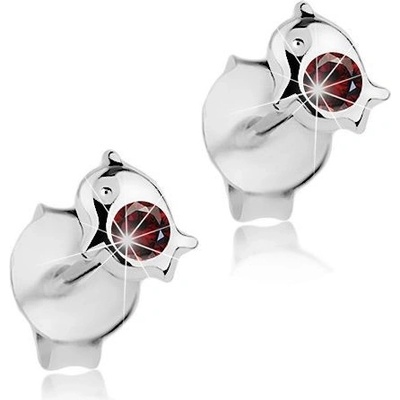 Šperky eshop delfínek s červeným krystalkem Swarovski I36.16