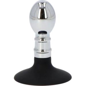 XMS Лепящо се метално дилдо Butt Plug "DENI SILVER" 9 см