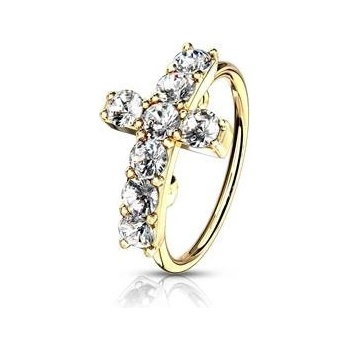 Šperky4U piercing do nosu kroužek s křížkem N0120-GDC