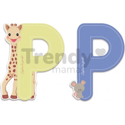 Janod drevené písmeno P Sophie The Giraffe béžové modré