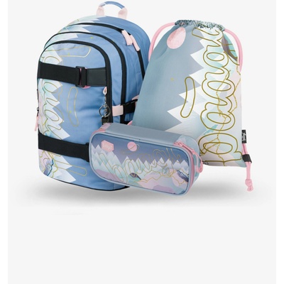 BAAGL 3 SET Skate Moon: раница, моливник, чанта BAAGL BAAGL | Siv | Момичешки | ЕДИН РАЗМЕР