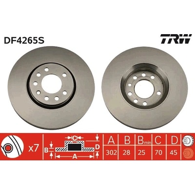 Brzdový kotúč TRW DF4265S
