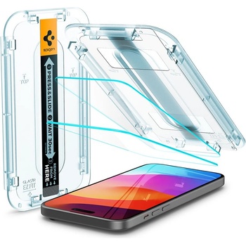 Spigen Glas. tR EZ Fit Tempered Glass 2 Pack - 2 броя стъклени защитни покрития за дисплея на iPhone 15 (прозрачен)