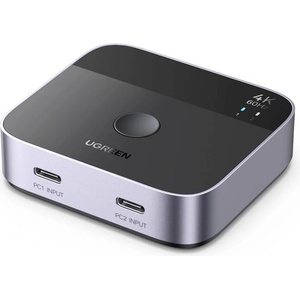 UGREEN 2-портов USB-C към HDMI превключвател за компютри и монитори - Ugreen AW502 Dual USB-C to HDMI Switch Box 2in1 4K (тъмносив) (AW502 (55451))