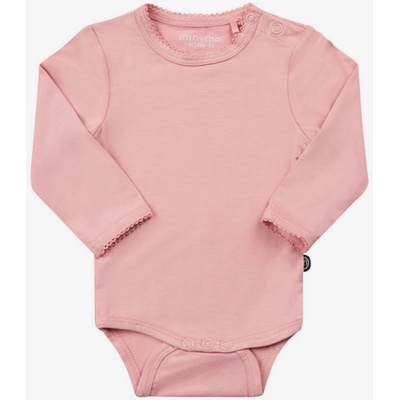 Dětské body s dlouhým rukávem z bambusu růžové Misty Rose MINYMO