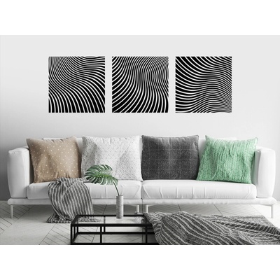 Nalepte.cz Štvorce s vlnami nálepky na stenu 3 ks každý 90 x 90 cm
