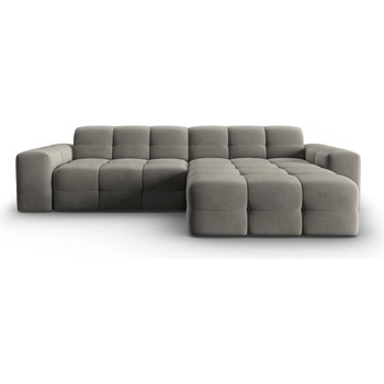 Micadoni Ъглов диван от сиво кадифе (десен ъгъл) Kendal - Micadoni Home (MIC_RC_S_121_F1_KENDAL2)