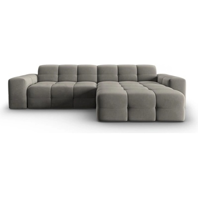 Micadoni Ъглов диван от сиво кадифе (десен ъгъл) Kendal - Micadoni Home (MIC_RC_S_121_F1_KENDAL2)