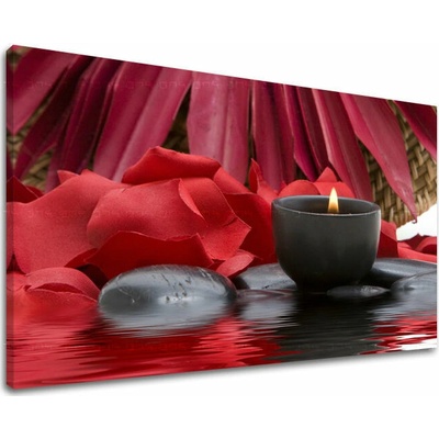 Papilora Obraz spa relaxu v červenej a čiernej na plátne – Feng Shui - 30x40 cm