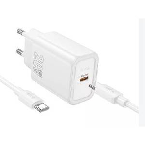 hoco. N60 Gentle - комплект за зареждане с USB-C PD20W с порт, Type-C - Type-C (ЕС), бял