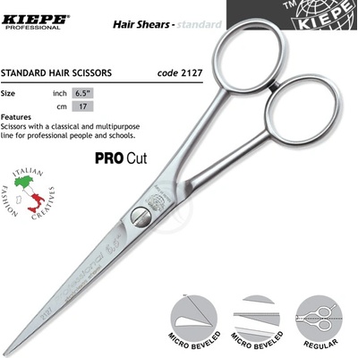 ​Kiepe 2127 Pro Cut profesionálne kadernícke nožnice s mikrozúbkami 6,5"