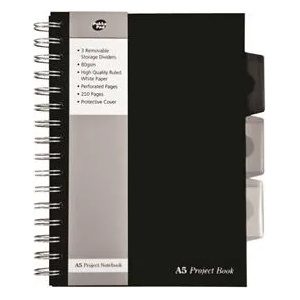 Pukka Pad Спирална тетрадка, A5, с подвързия, 125 страници, PUKKA PAD "Black project book", черна SBPROBA5 (SBPROBA5)