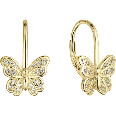 Pavona pozlacené stříbrné náušnice motýlci se zirkony 11500.1 crystal