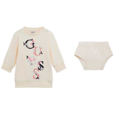 Комплект от 2 части Guess - Рокля с цветни букви и гащички, бял, 12 м (20254-A5BK05-K0232-G012-12M)