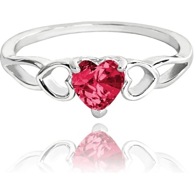 Minet Stříbrný prsten LOVE s červeným srdíčkovým zirkonem JMAS0181CR59