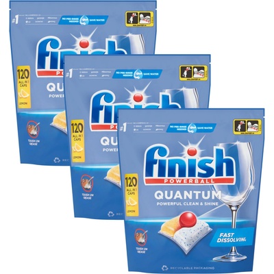 Finish Quantum Всичко в 1 лимон капсули за миялна машина 3x120pcs (5999109583352)