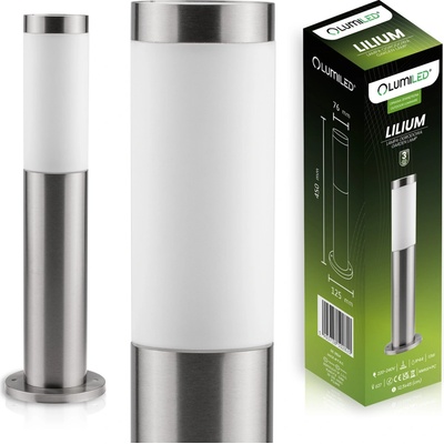 Stojaca záhradná lampa LED na žiarovku E27 INOX IP44