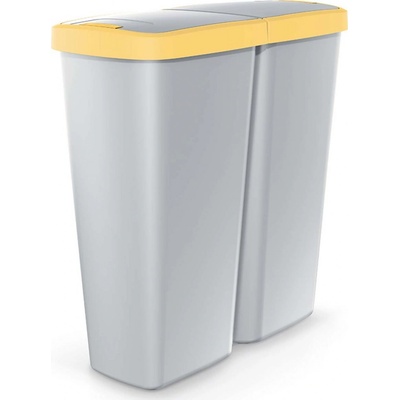 Monzana® Odpadkový koš Duo 50 L Šedá/Žlutá