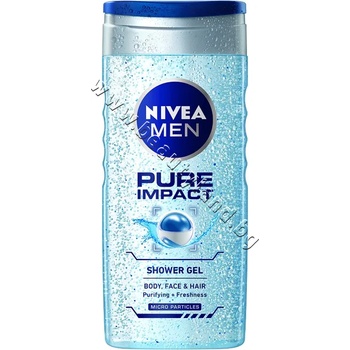Nivea Душ гел Nivea Men Pure Impact Shower Gel, 250 ml, p/n NI-80892 - Душ гел за мъже за лице, коса и тяло с ексфолиращи частици (NI-80892)