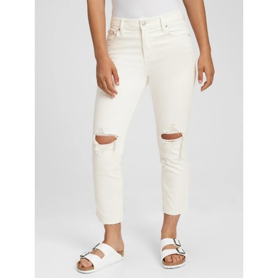 GAP Džínsy Mid Rise Slim Boyfriend Destructed Universal Biela