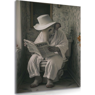 Obraz slon s novinami na záchodě - 40x60