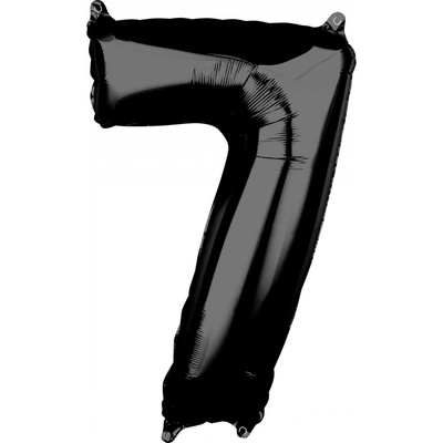 Balónek fóliový číslo "7" černý 66 cm metalický