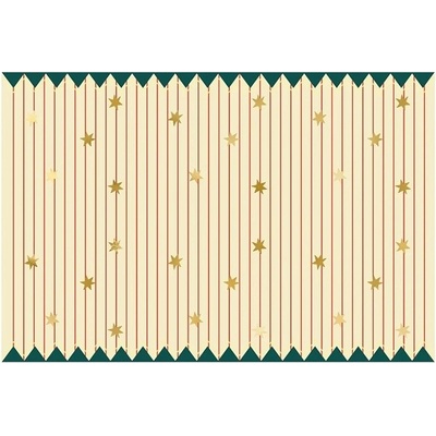 PartyDeco Papírový ubrus s žlutými proužky a hvězdičkami 180x120 cm