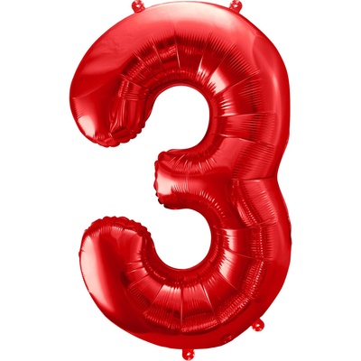 PartyDeco Fóliové číslo 3 červené 86 cm