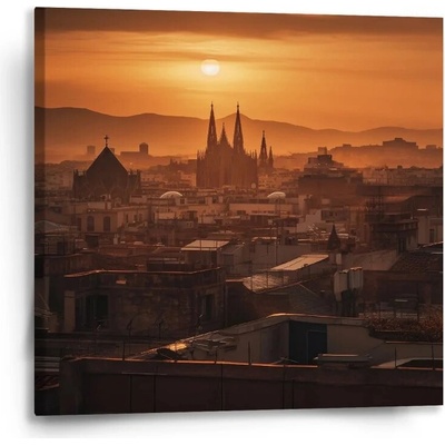 Sablio Obraz Barcelona Night Skyline - 50x50 cm
