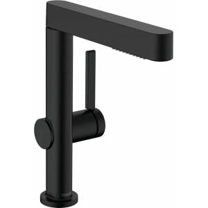 Hansgrohe Смесител за мивка Hansgrohe Finoris 230 с издърпващ се душ, 2 струи и Push-Open клапан, матово черен (76063670)