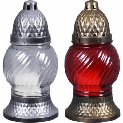 Sklenený náhrobný lampáš Guľa Stripes 21 cm, rôzne farby, 1 ks