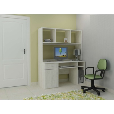 DST Бюро Kami-dst, с надстройка, бял дъб