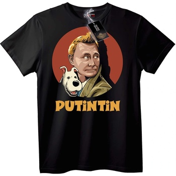 NOONEBRAND Тениска Путинтин с куче - M, Black