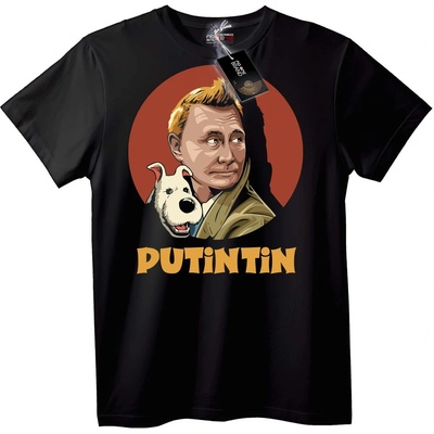 NOONEBRAND Тениска Путинтин с куче - M, Black