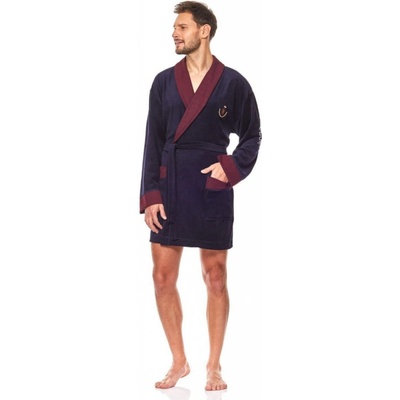 L&L pánský župan 9101 dark blue tmavě modrá