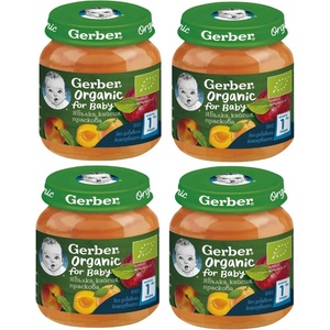 Nestle Био плодово пюре Nestlе Gerber Organic - Ябълка, кайсия и праскова, 4 х 125 g (4х 12455480) - ozone