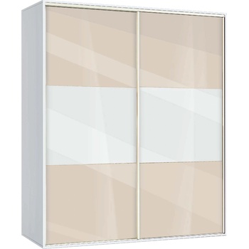 Bogdan Furniture G Двукрилен гардероб с плъзгащи врати Мебели Богдан Модел bm-ava 4, крем гланц с бяло