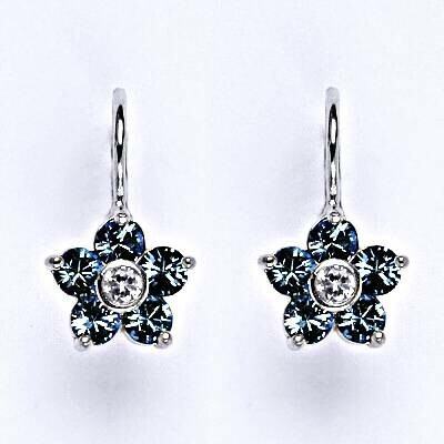Čištín Zlaté náušnice, Swarovski akvamarine krystaly,bílé i žluté zlato - NK 1444