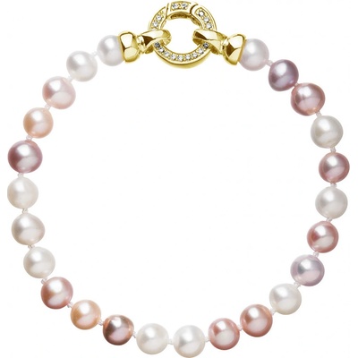 Pavona perlový náramek z pravých říčních perel mix barev 23004.3 Au plating