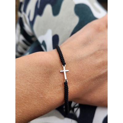 Мъжка гривна сребърен кръст с червен конец (МСГ 5)