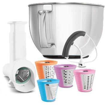 Sencor Комплект аксесоари Sencor STX 008 за кухненски робот STM635X, приставки за смилане и нарязване, силиконов смесителен вал, 4, 5-литрова купа за смесване от неръждаема стомана (STX 008) (STX 008)