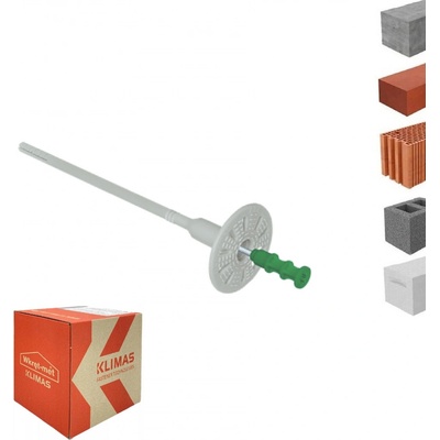 KLIMAS Wkret-met WKTHERM-S Talířová hmoždinka s kovovým šroubem a zkrácenou expanzní zónou Ø8 mm 275 mm - 100 ks