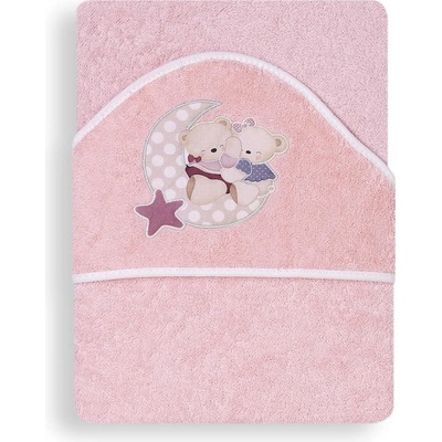 INTERBABY OSUŠKA froté 100x100 MACKO s mesiačikom ružová