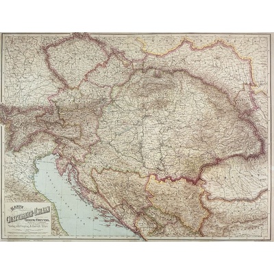 Excart Maps Rakousko - Uhersko 1890 - nástěnná mapa 162 x 125 cm Varianta: bez rámu v tubusu, Provedení: laminovaná mapa v lištách