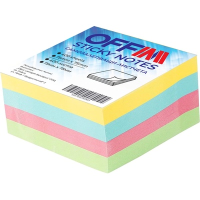 Самозалепващи листчета 75/75 мм, 400 л. , пастел