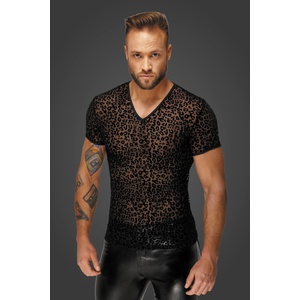 Noir Handmade H071 Leopard Flock V-Neck T-Shirt 3XL